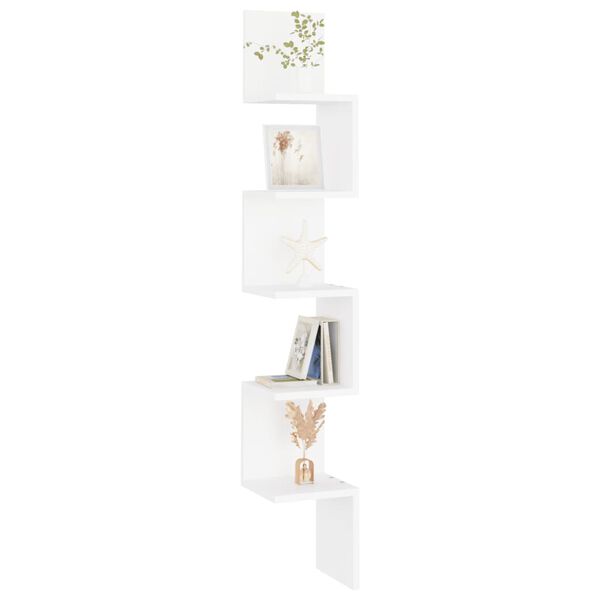 vidaXL Wall Corner Shelf White 20x20x127.5 cm Engineered Wood