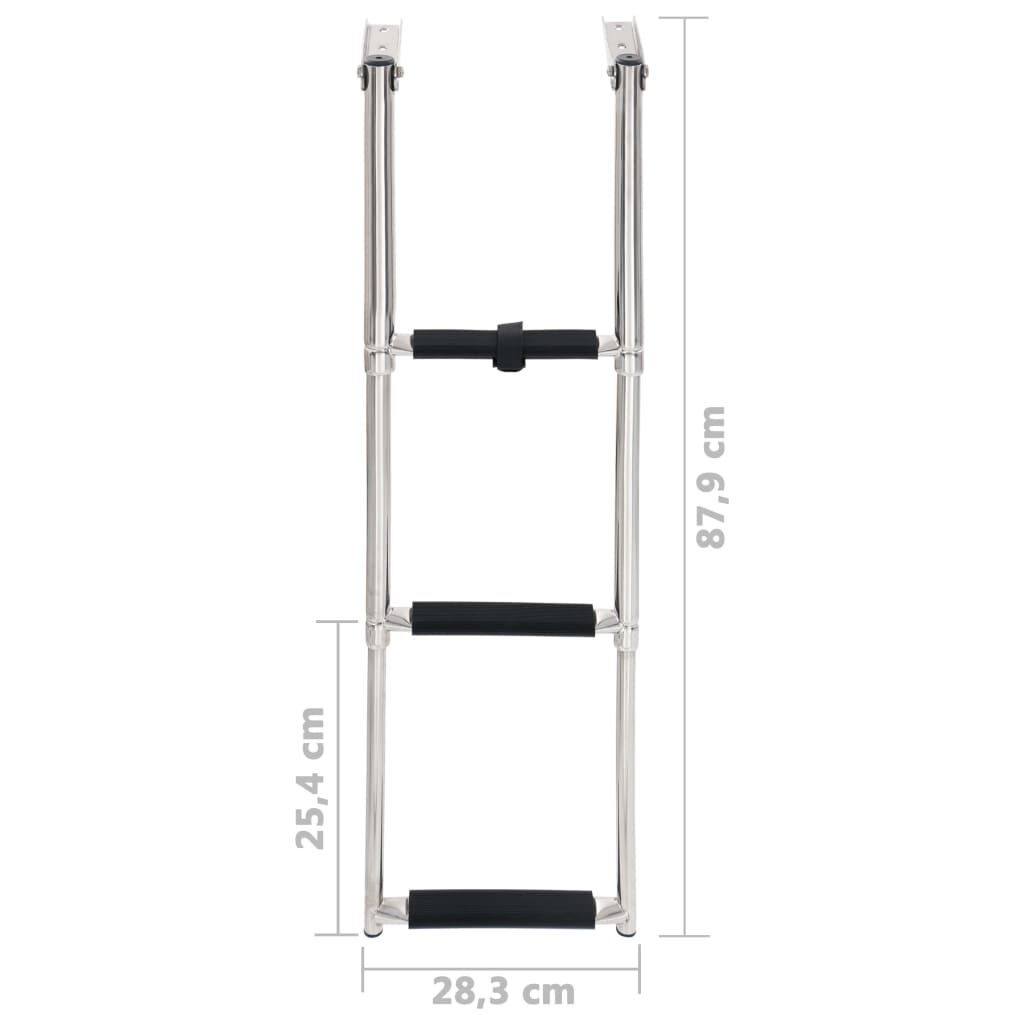 vidaXL Folding Boarding Ladder 3-step Stainless Steel