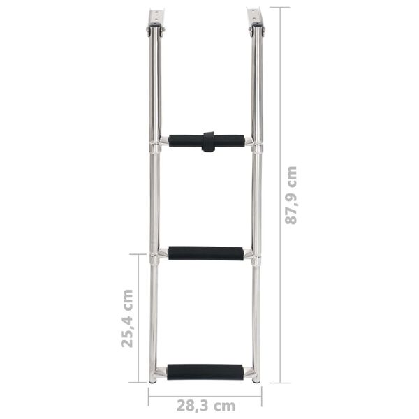 vidaXL Folding Boarding Ladder 3-step Stainless Steel