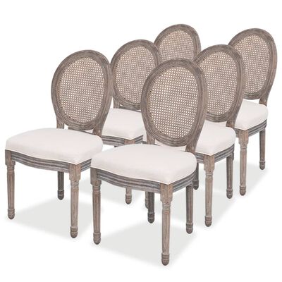 vidaXL Dining Chairs 6 pcs Cream Fabric,  vidaXL Dining Chairs 6 pcs Cream Fabric