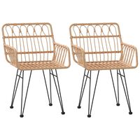 vidaXL Garden Chairs 2 pcs with Armrest 56x64x80 cm PE Rattan, brown vidaXL Garden Chairs 2 pcs with Armrest 56x64x80 cm PE Rattan