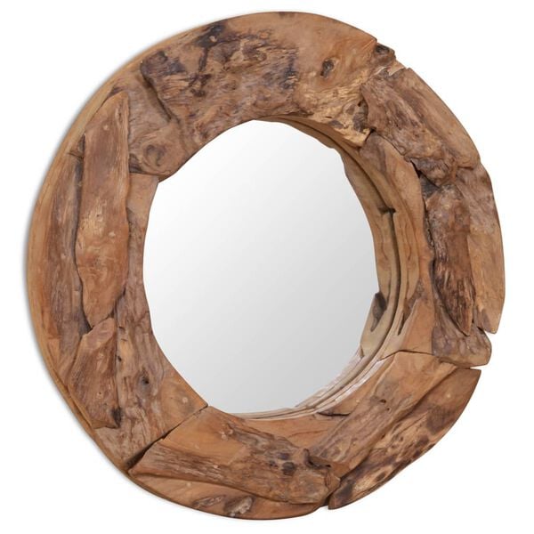 vidaXL Decorative Mirror Teak 60 cm Round