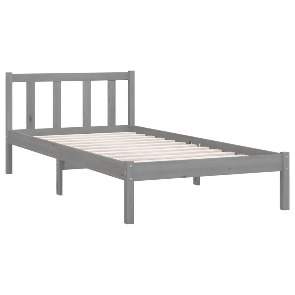 vidaXL Bed Frame without Mattress Grey Solid Wood 90x200 cm