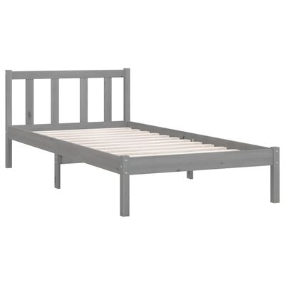 vidaXL Bed Frame without Mattress Grey Solid Wood 90x200 cm, grey vidaXL Bed Frame without Mattress Grey Solid Wood 90x200 cm