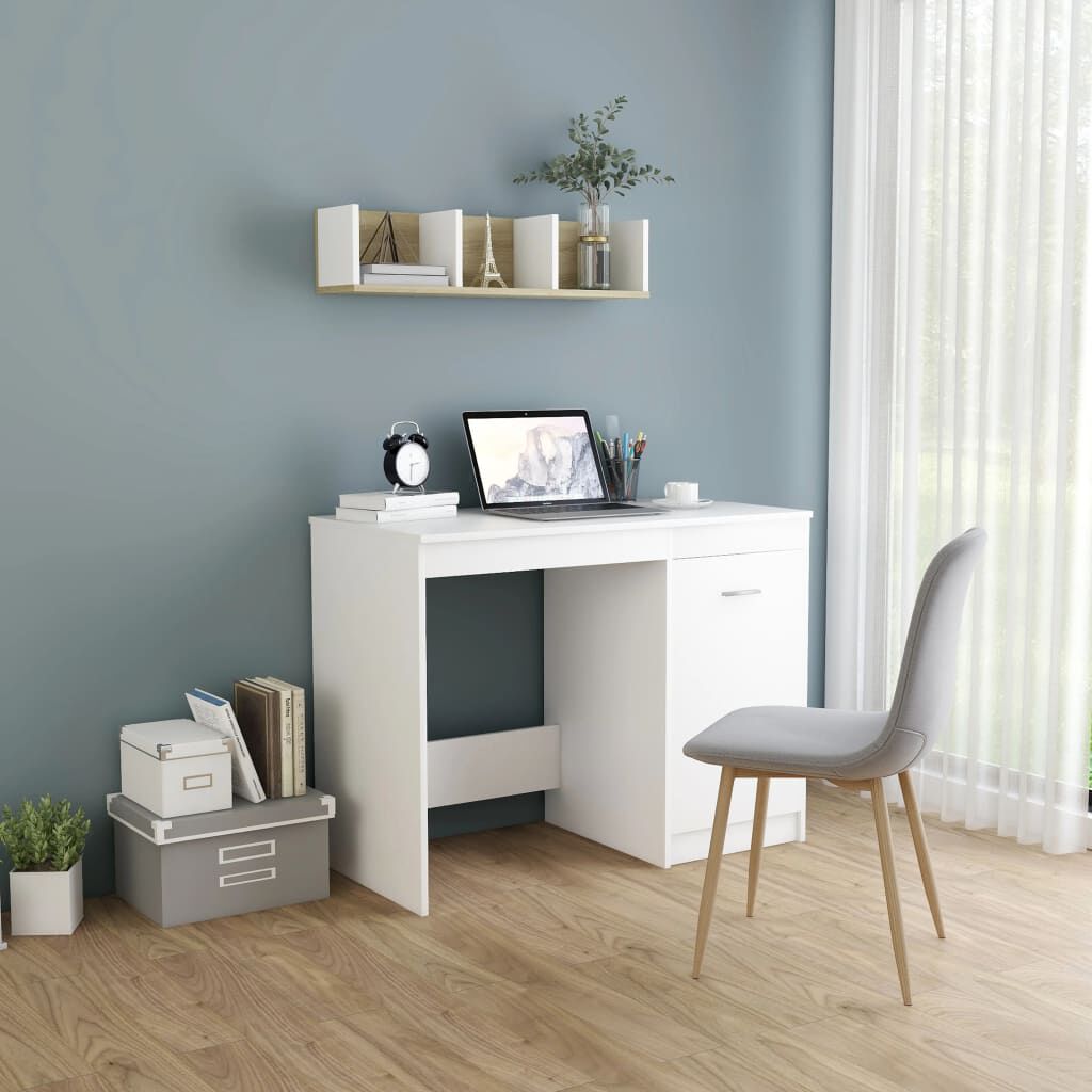 vidaXL Desk White 100x50x76 cm Engineered Wood
