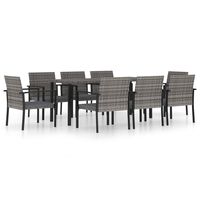 vidaXL 9 Piece Garden Dining Set Poly Rattan Grey