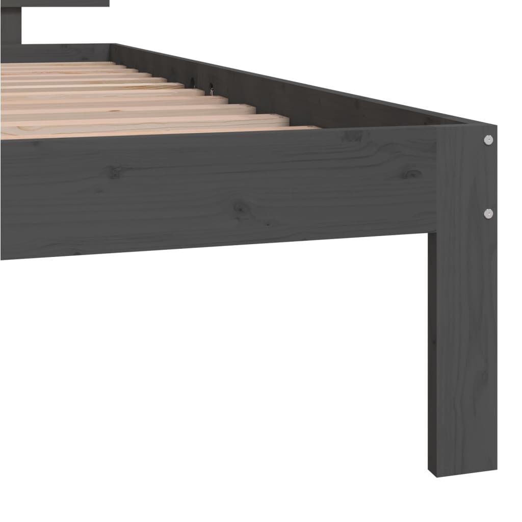 vidaXL Bed Frame without Mattress Grey Solid Wood Pine 100x200cm