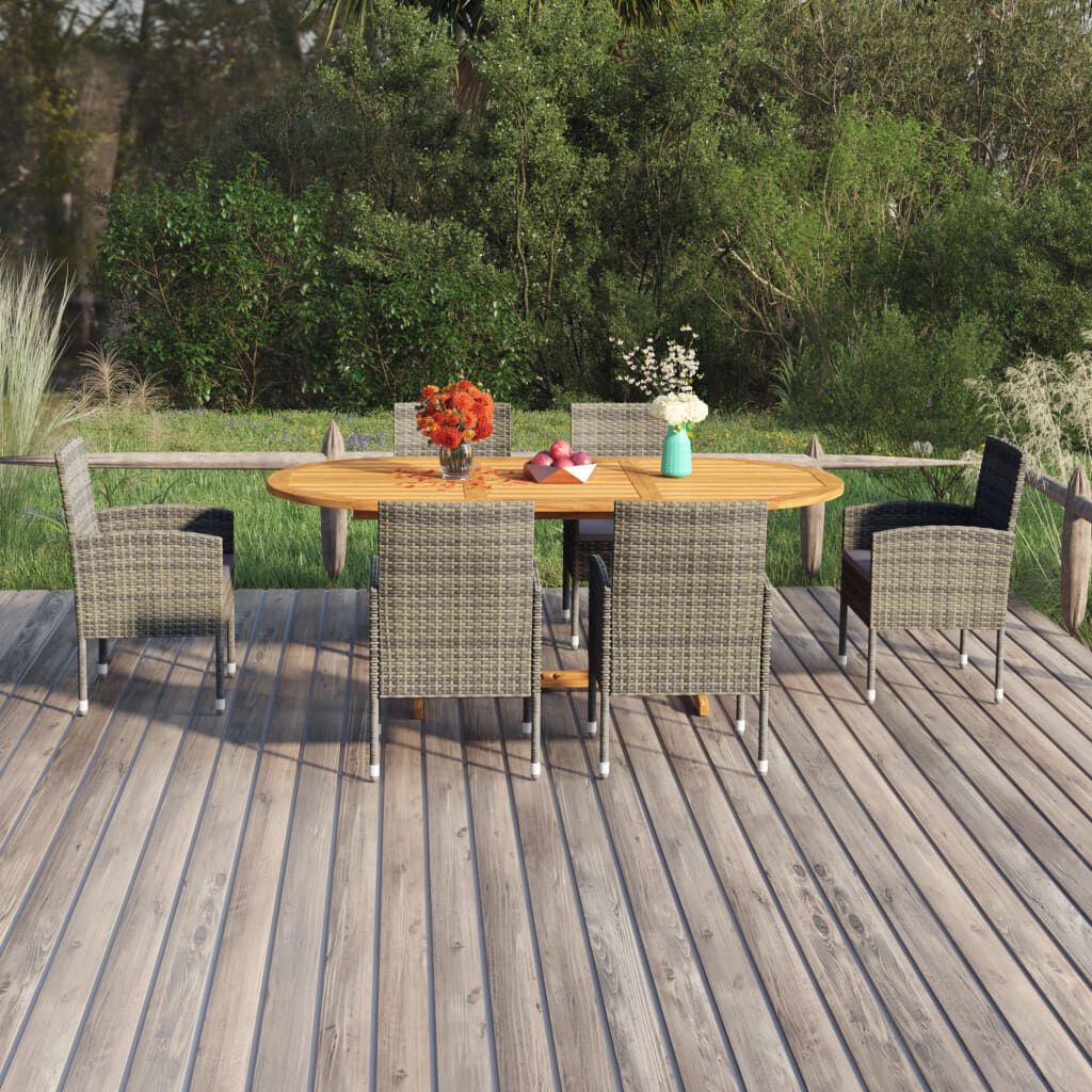vidaXL 7 Piece Garden Dining Set Poly Rattan Anthracite