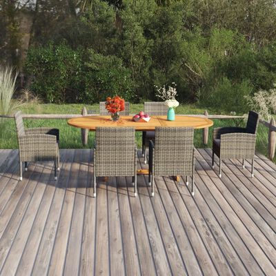 vidaXL 7 Piece Garden Dining Set Poly Rattan Anthracite, anthracite vidaXL 7 Piece Garden Dining Set Poly Rattan Anthracite