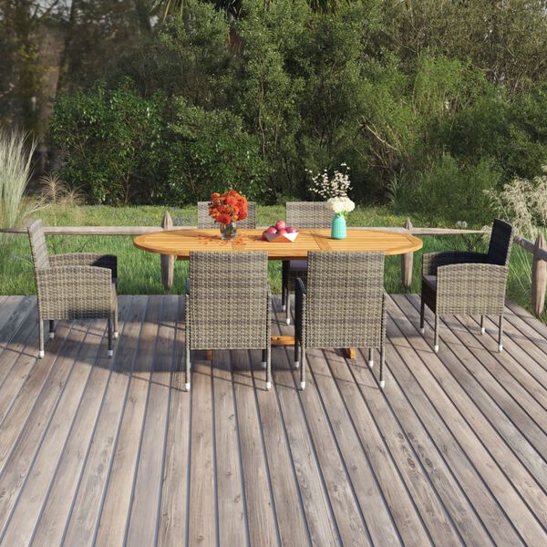 vidaXL 7 Piece Garden Dining Set Poly Rattan Anthracite