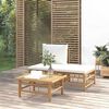 vidaXL 3 Piece Garden Lounge Set with Cream White Cushions Bamboo