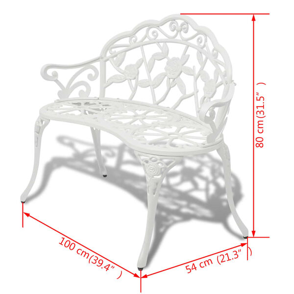 vidaXL Garden Bench 100 cm Cast Aluminium White
