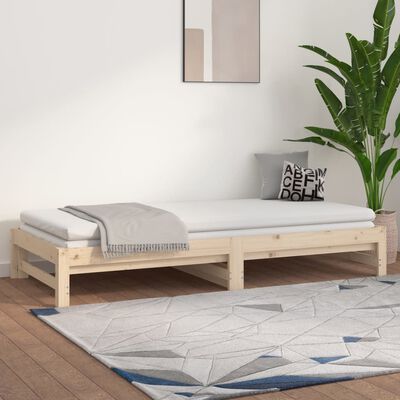 vidaXL Pull-out Day Bed without Mattress 2x(90x200) cm Solid Wood Pine