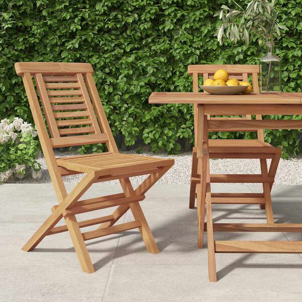vidaXL Folding Garden Chairs 2 pcs 47x63x90 cm Solid Wood Teak