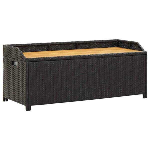 vidaXL Storage Bench Grey 100x50x52 cm Poly Rattan and Acacia Wood