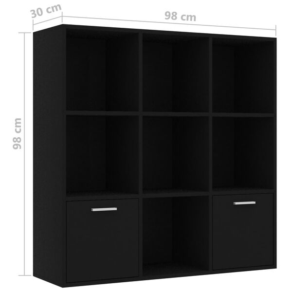 vidaXL Book Cabinet Black 98x30x98 cm Engineered Wood