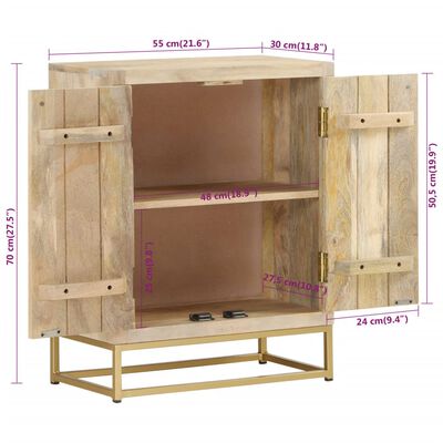 vidaXL Sideboard with 2 Doors 55x30x70 cm Solid Wood Mango