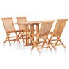 vidaXL 5 Piece Folding Outdoor Dining Set Solid Teak Wood