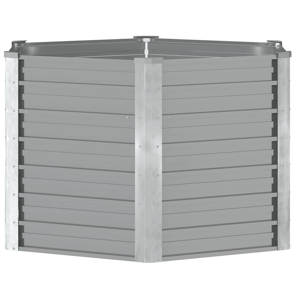 vidaXL Garden Raised Bed Galvanised Steel 129x129x77 cm Grey