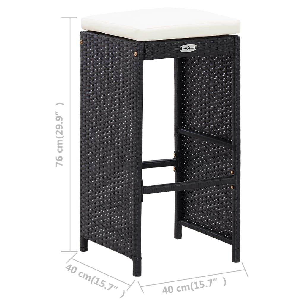 vidaXL 5 Piece Outdoor Bar Set Poly Rattan and Glass Black