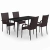vidaXL 5 Piece Garden Dining Set Brown and Black