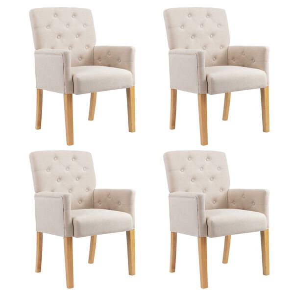 vidaXL Dining Chairs with Armrests 4 pcs Beige Fabric