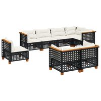 vidaXL 8 Piece Garden Sofa Set with Cushions Black Poly Rattan
