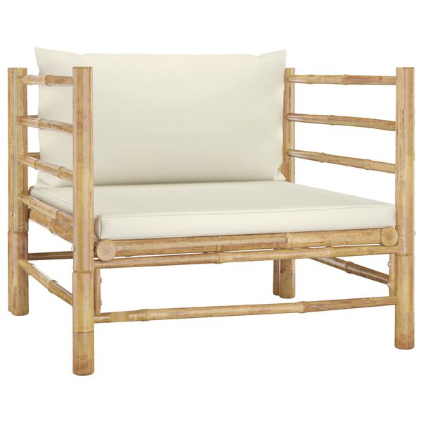 vidaXL 12 Piece Garden Lounge Set with Cream White Cushions Bamboo