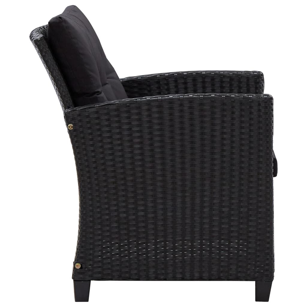 vidaXL 6 Piece Garden Sofa Set with Cushions Poly Rattan Black