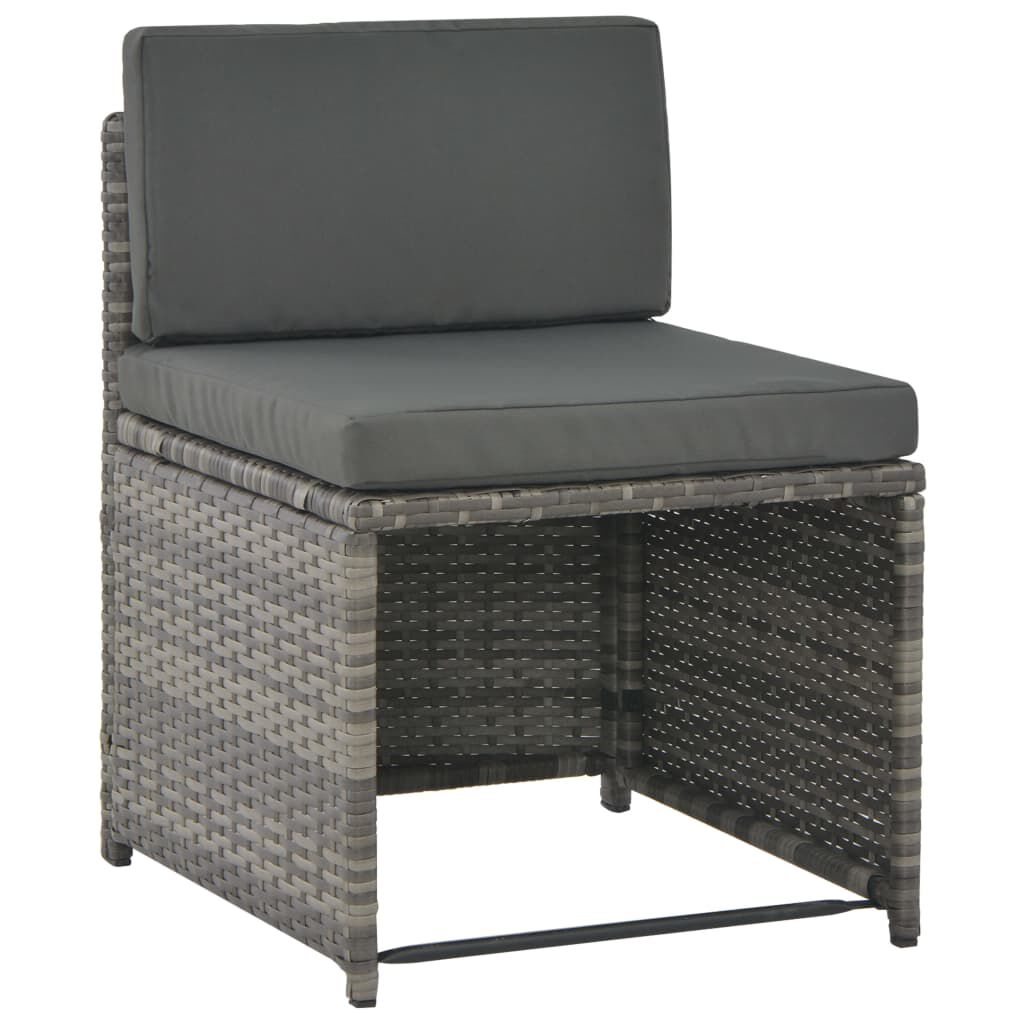 vidaXL 7 Piece Outdoor Dining Set with Cushions Poly Rattan Grey