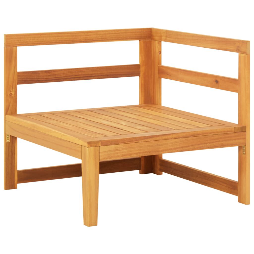 vidaXL Corner Sofa with Cream White Cushions Solid Acacia Wood