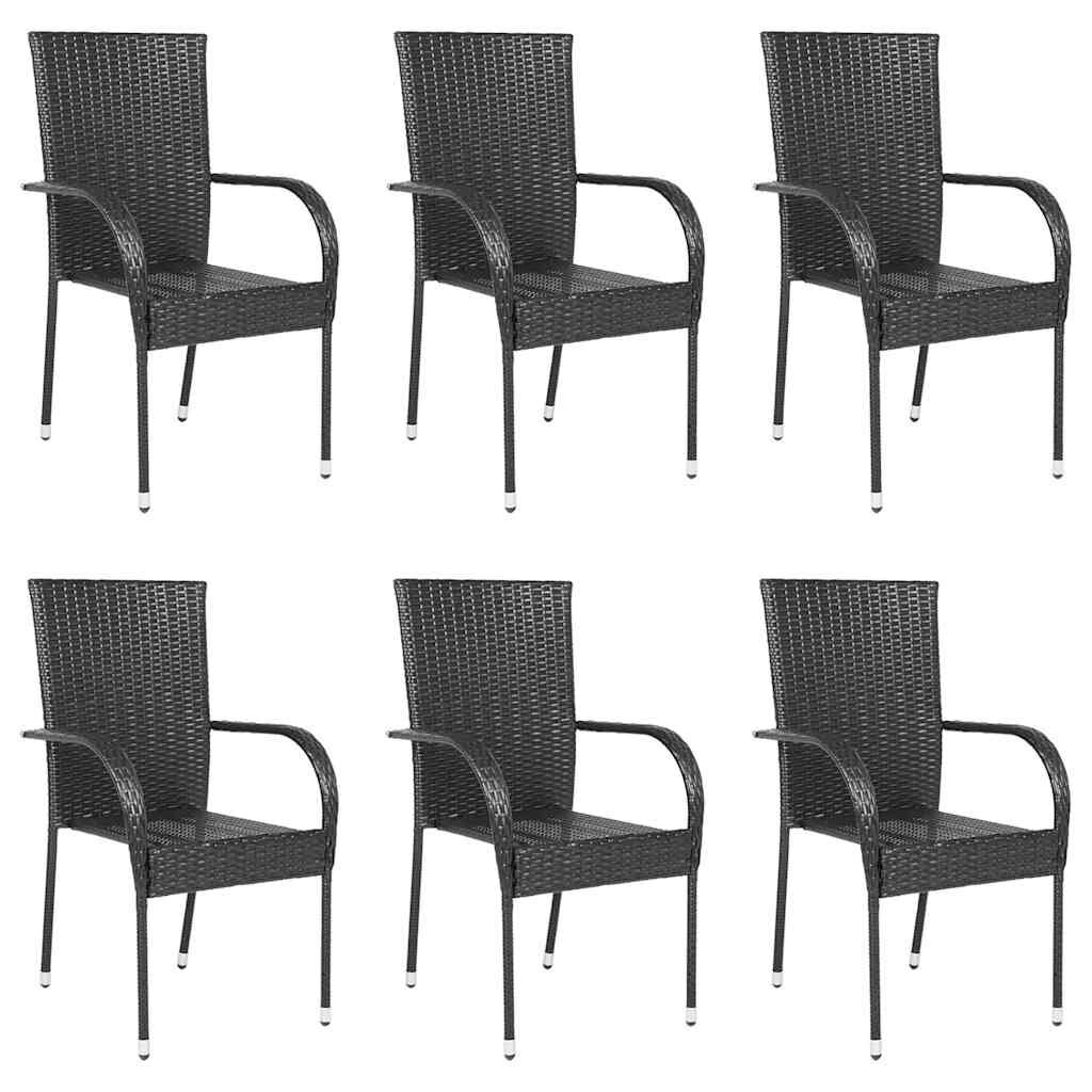 vidaXL Stackable Outdoor Chairs 6 pcs Poly Rattan Black