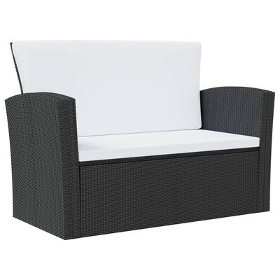 vidaXL 8 Piece Garden Lounge Set with Cushions Poly Rattan Black, black vidaXL 8 Piece Garden Lounge Set with Cushions Poly Rattan Black