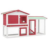 vidaXL Outdoor Large Rabbit Hutch Red and White 145 x 45 x 84 Wood, red and white vidaXL Outdoor Large Rabbit Hutch Red and White 145 x 45 x 84 Wood