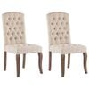 vidaXL Dining Chair | Set of 2 | Beige | Linen-look fabric, Rubber wood
