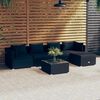 vidaXL 6 Piece Garden Lounge Set with Cushions Poly Rattan Black