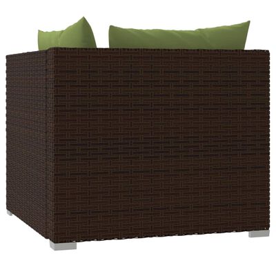 vidaXL 2-Seater Sofa with Cushions Brown Poly Rattan, brown and green vidaXL 2-Seater Sofa with Cushions Brown Poly Rattan