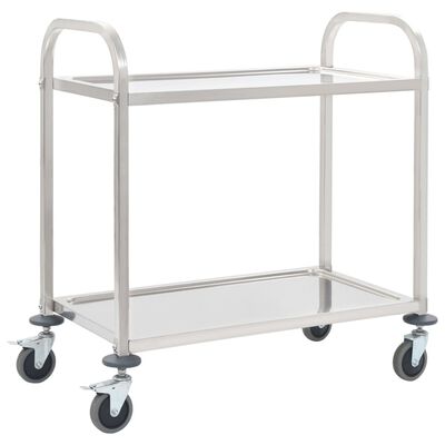 vidaXL 2-Tier Kitchen Trolley 95x45x83.5 cm Stainless Steel,  vidaXL 2-Tier Kitchen Trolley 95x45x83.5 cm Stainless Steel