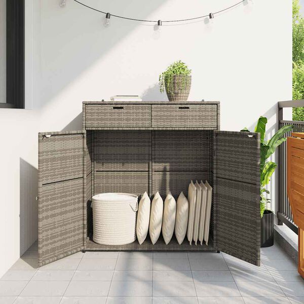 vidaXL Garden Storage Cabinet Grey 105x55x113 cm Poly Rattan