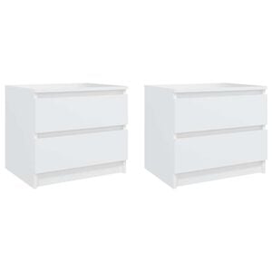 vidaXL Bed Cabinets 2 pcs White 50x39x43,5 cm Engineered Wood