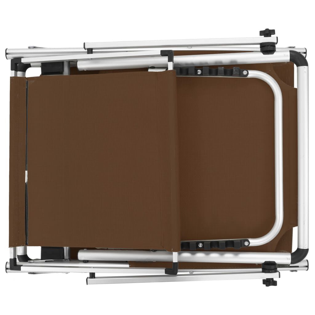 vidaXL Folding Sun Lounger with Roof Aluminium and Textilene Brown