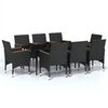 vidaXL 9 Piece Garden Dining Set with Cushions Black