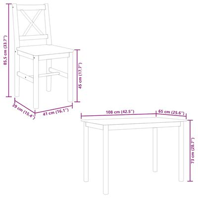 vidaXL 5 Piece Dining Set Brown and White, brown vidaXL 5 Piece Dining Set Brown and White