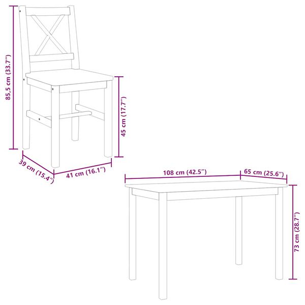 vidaXL 5 Piece Dining Set Brown and White