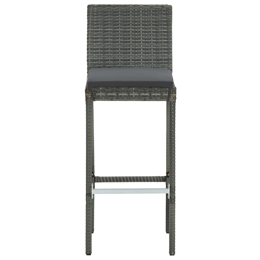 vidaXL 5 Piece Outdoor Bar Set with Cushions Poly Rattan Grey