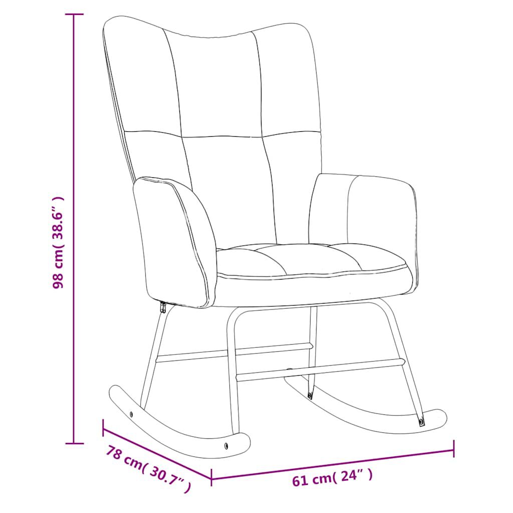 vidaXL Rocking Chair with a Stool Cream White Velvet