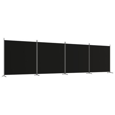 vidaXL 4-Panel Room Divider Black 698x180 cm Fabric, black vidaXL 4-Panel Room Divider Black 698x180 cm Fabric