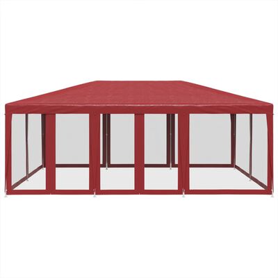 vidaXL Party Tent with 10 Mesh Sidewalls Red 6x4 m HDPE