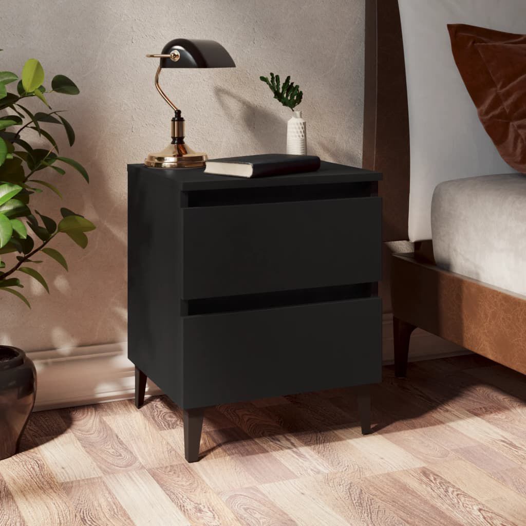 vidaXL Bed Cabinets 2 pcs Black 40x35x50 cm Engineered Wood