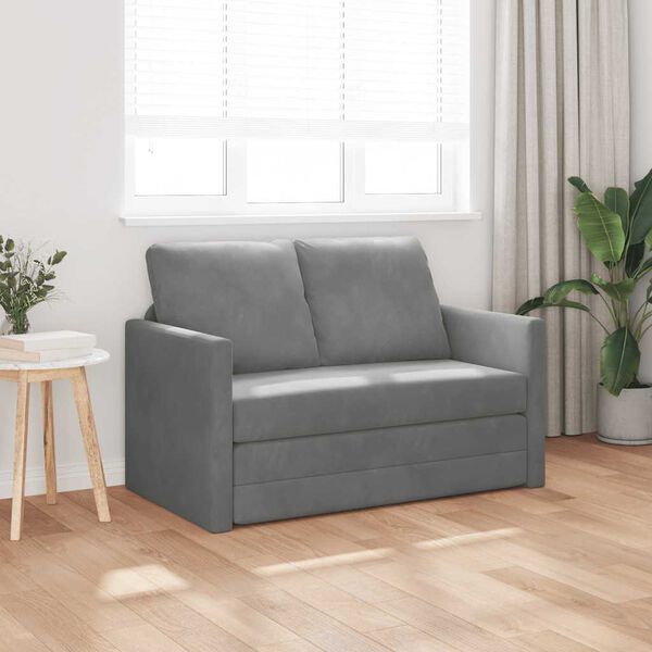 vidaXL Floor Sofa Bed 2-in-1 Dark Grey 122x204x55 cm Velvet